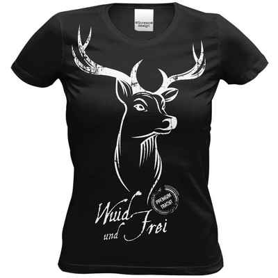 Soreso® T-Shirt Trachtenshirt Wuid und Frei Damen (Ein T-Shirt) Trachten T-Shirt Frauen