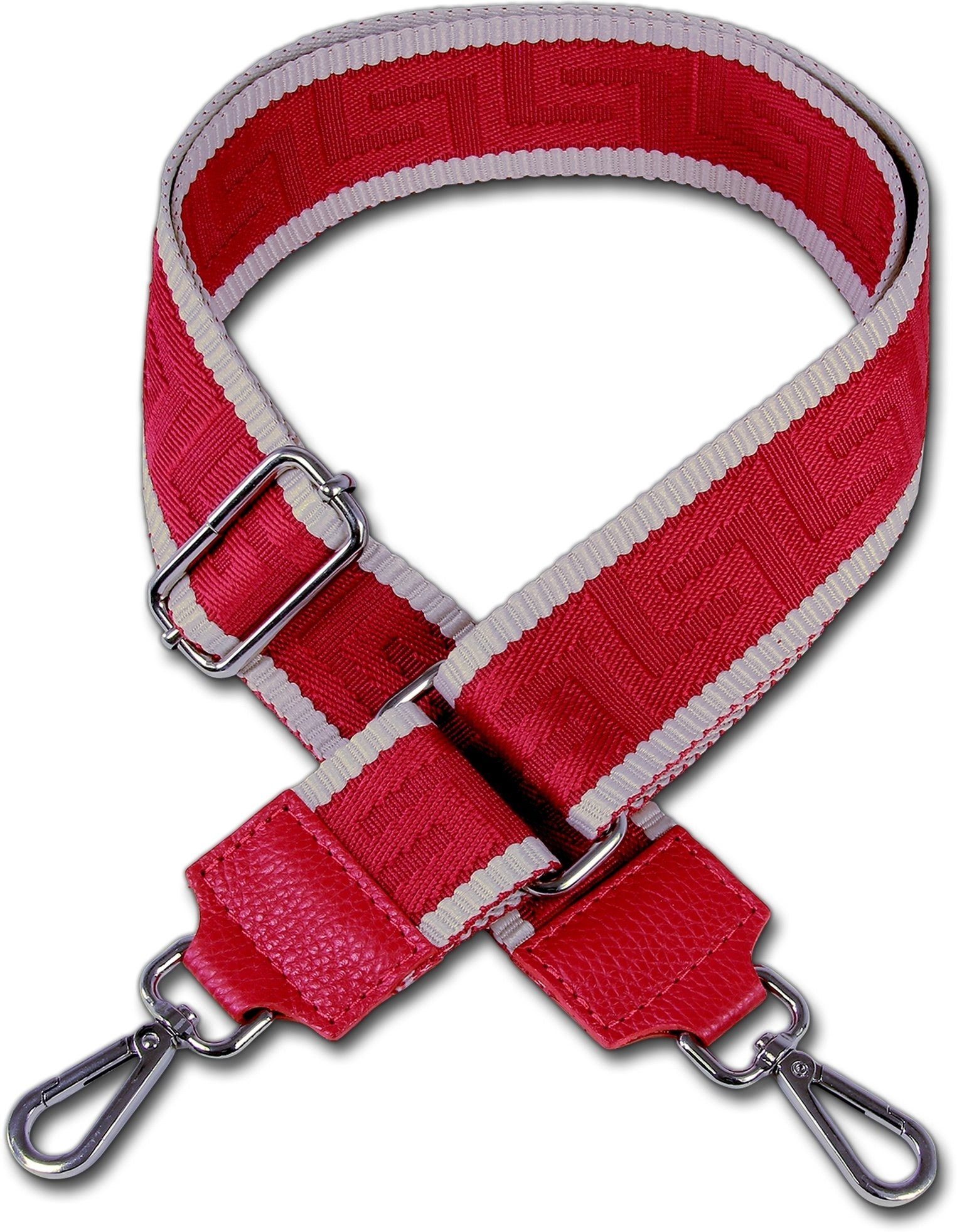 FLORENCE Tragegurt Florence Damen Boho-Gurt Canvas Leder, Taschengurt Canvas, Leder, rot, beige, Größe ca. 140cm