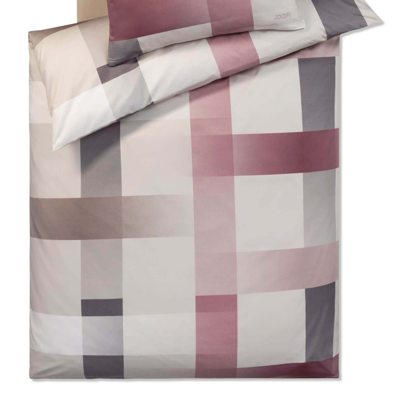 JOOP! Bettwäsche Woven 4108 01 Blush, Mako-Satin, 3 teilig, Farbverlauf, Kariert