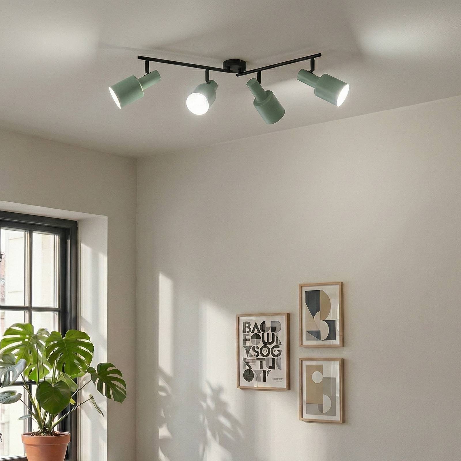 Lindby Deckenstrahler Ovelia, Metall, Schwarz IP20, 4 x 15 W LED