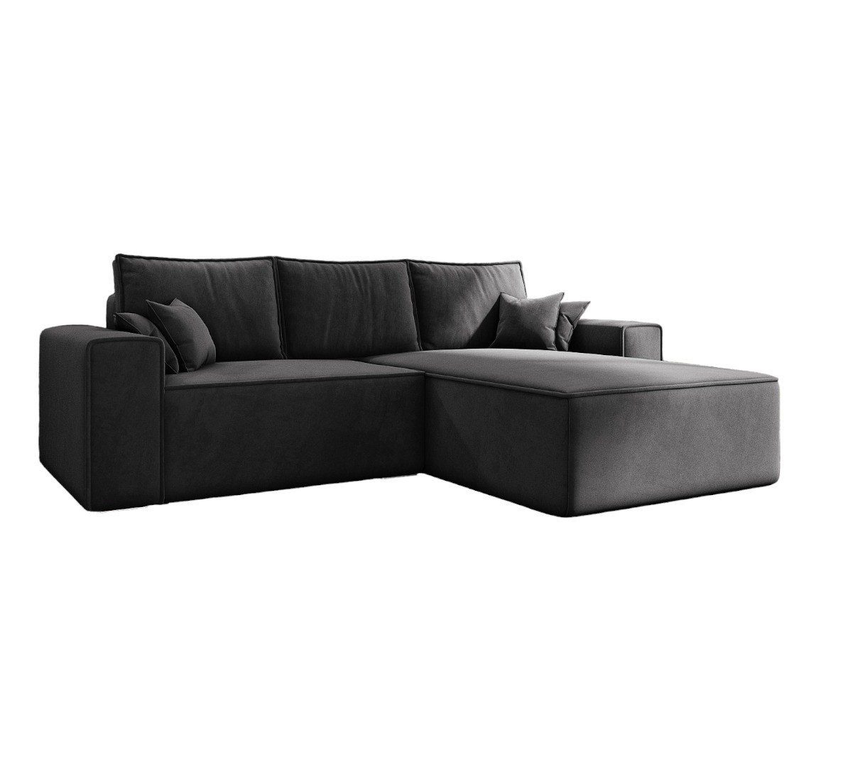 MOEBLO Ecksofa ERNO II, Ecksofa aus Samststoff, Couch für Wohnzimmer, Schlafsofa Sofagarnitur Sofa Eckcouch L-Form, mit Schlaffunktion und Bettkasten