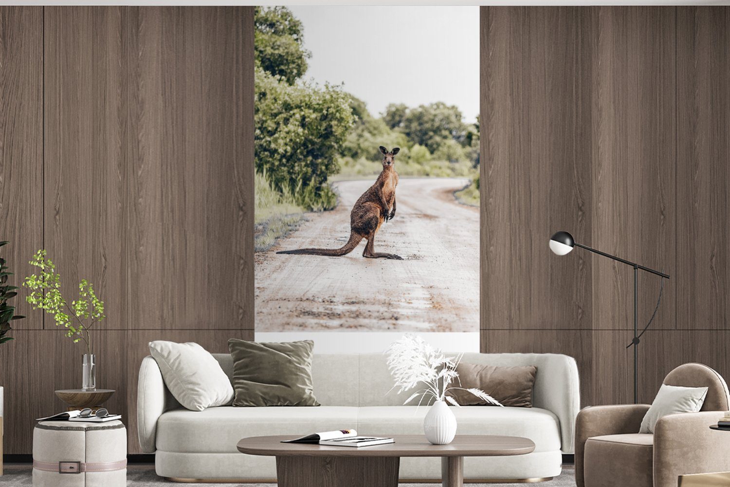 Wohnzimmer Küche, bedruckt, Tiere, St), - Australien Fototapete Känguru MuchoWow Schlafzimmer Fototapete - (2 für Matt, Vliestapete