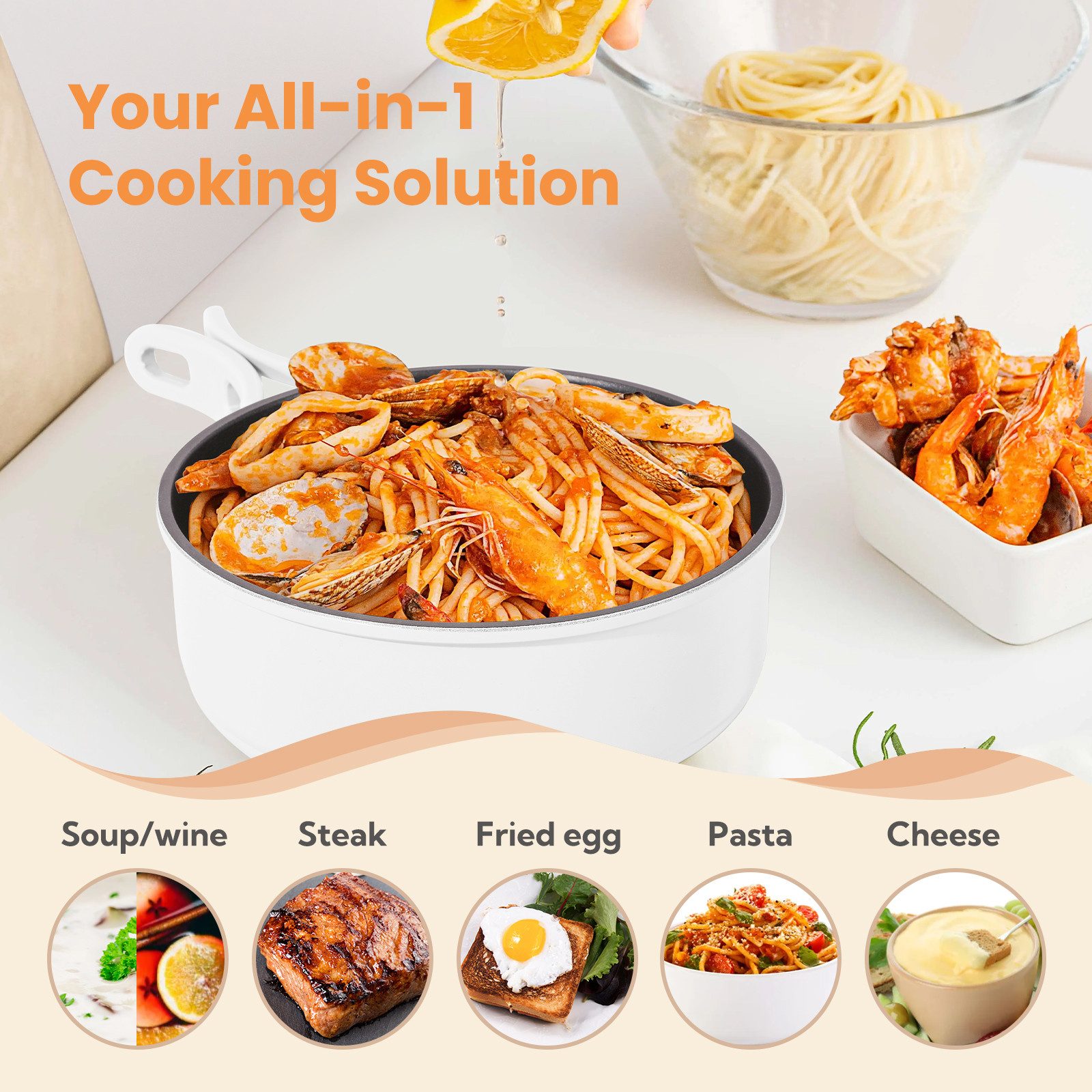 ENFRIFAM Elektrische Multipfanne Elektrische Hot Pot, Multikocher, Elektrische Pfannen, Campingkocher, 700,00 W, Fondue Set, Ideal für Büro Wohnheime Hotels Reisen Wohnwagen