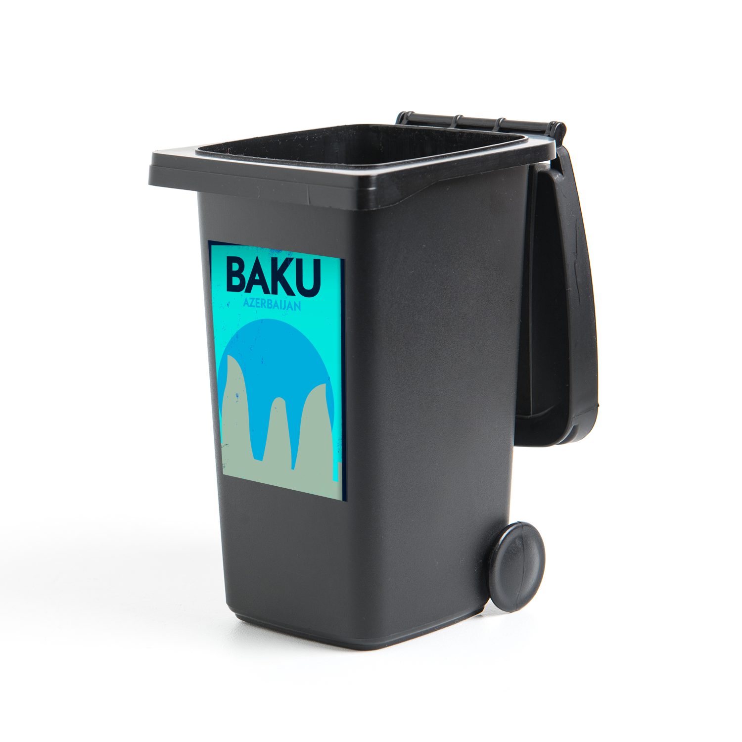 MuchoWow Wandsticker Baku - Jahrgang - Rot - Schwarz - Zitate - Baku Aserbaidschan (1 St), Mülleimer-aufkleber, Mülltonne, Sticker, Container, Abfalbehälter