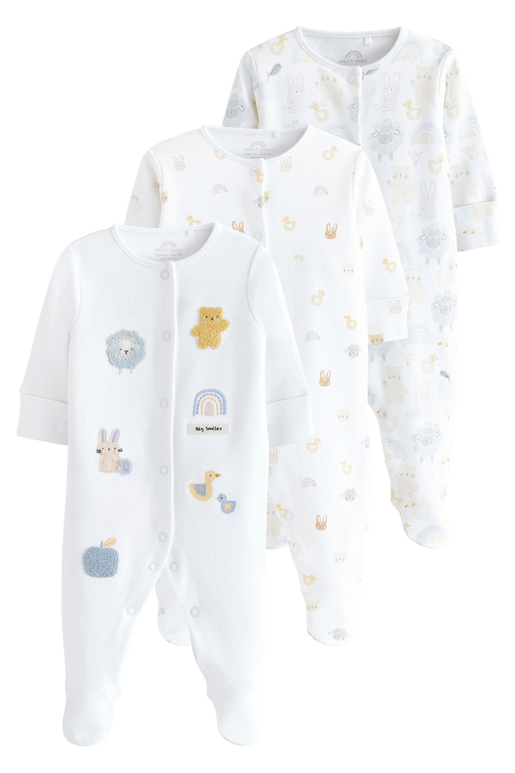 Next Schlafoverall Babyschlafanzüge mit Applikation im 3er-Pack (3-tlg) White