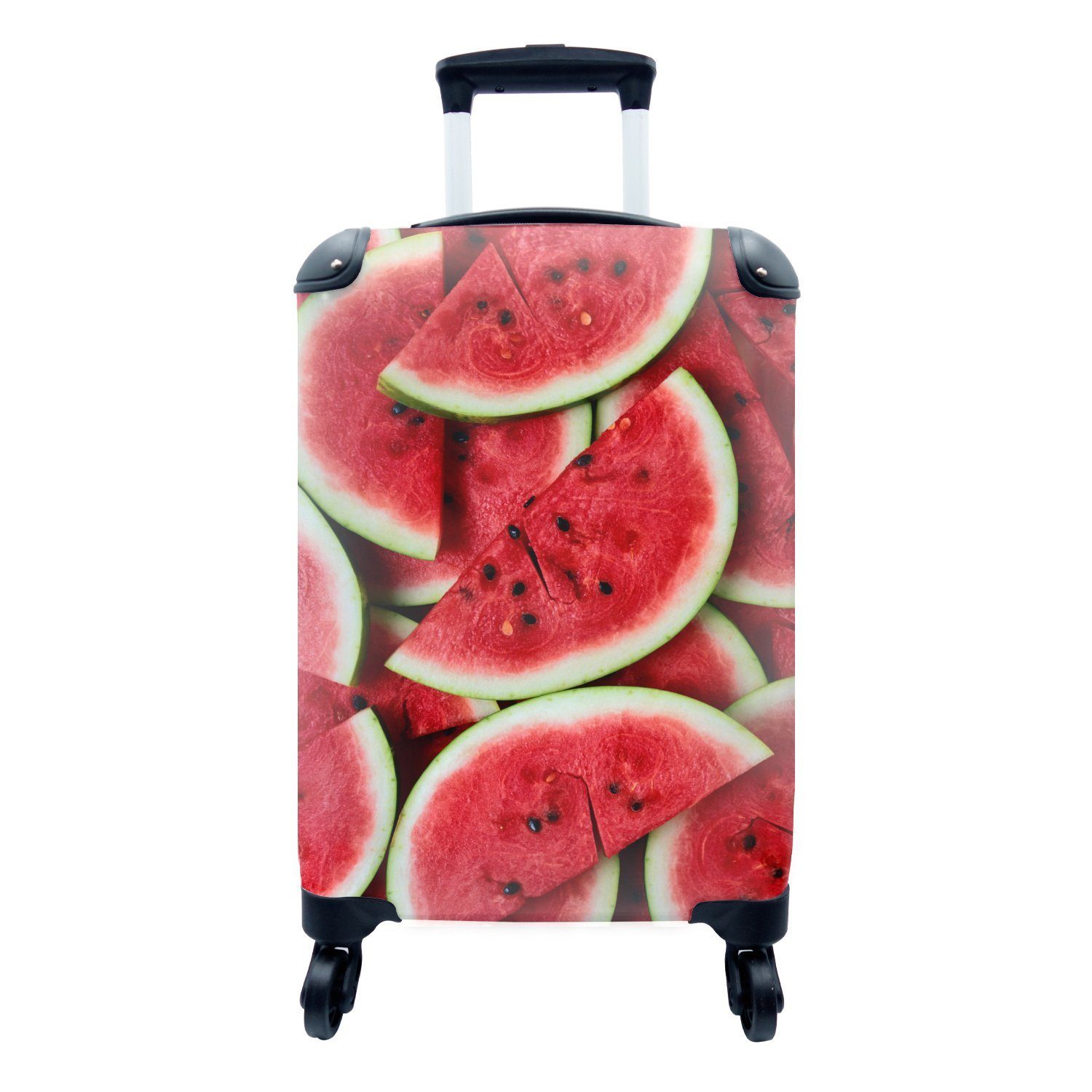 MuchoWow Handgepäckkoffer Wassermelone - Obst - Rot, 4 Rollen, Reisetasche mit rollen, Handgepäck für Ferien, Trolley, Reisekoffer