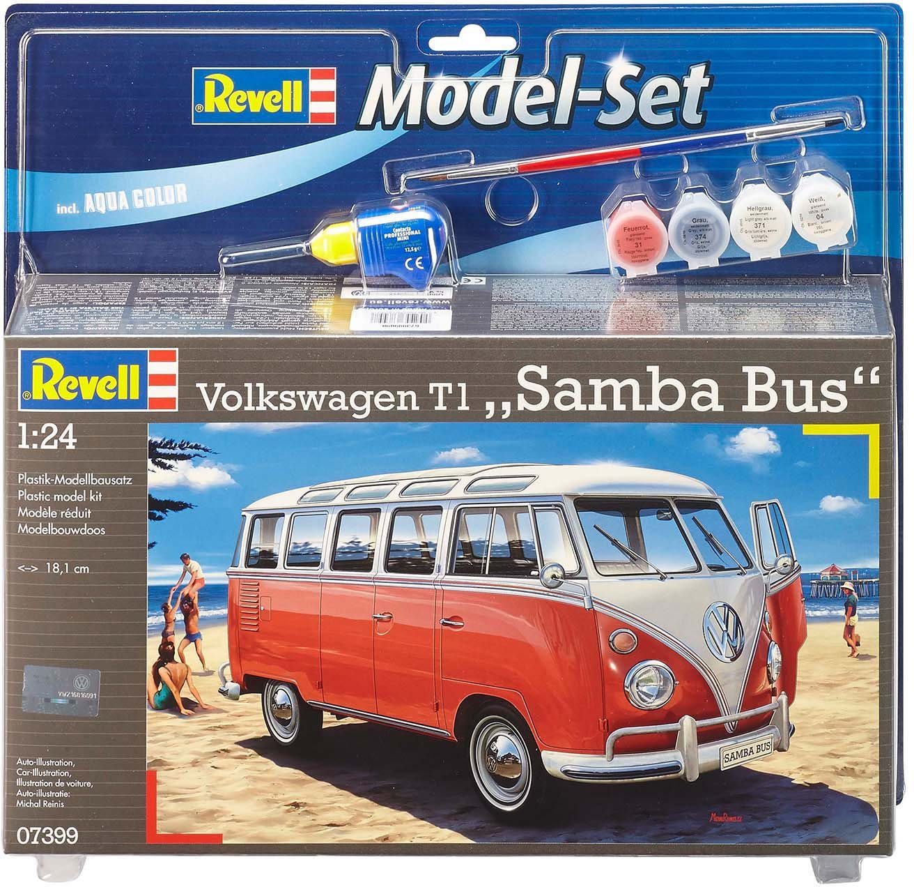 Revell® Modellbausatz Model Set VW T1 Samba Bus, Maßstab 1:24, Made in Europe