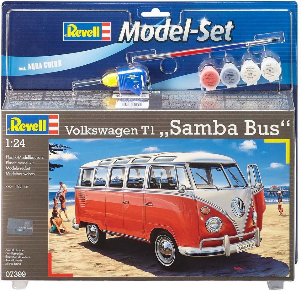Revell® Modellbausatz Model Set VW T1 Samba Bus, Maßstab 1:24, Made in  Europe, Modellauto »Model Set VW T1 Samba Bus« mit Farbe, Pinsel und Kleber