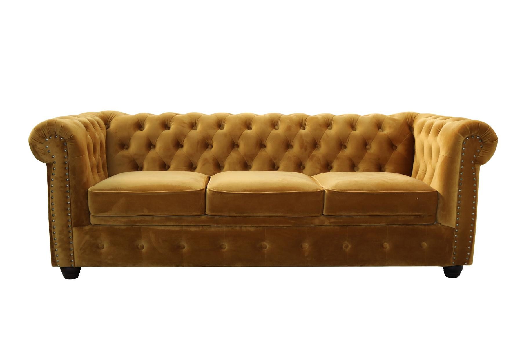 JVmoebel Chesterfield-Sofa Luxuriöses Chesterfield Sofa in Orange mit hochwertiger Polsterung, Packung, Made in Europa