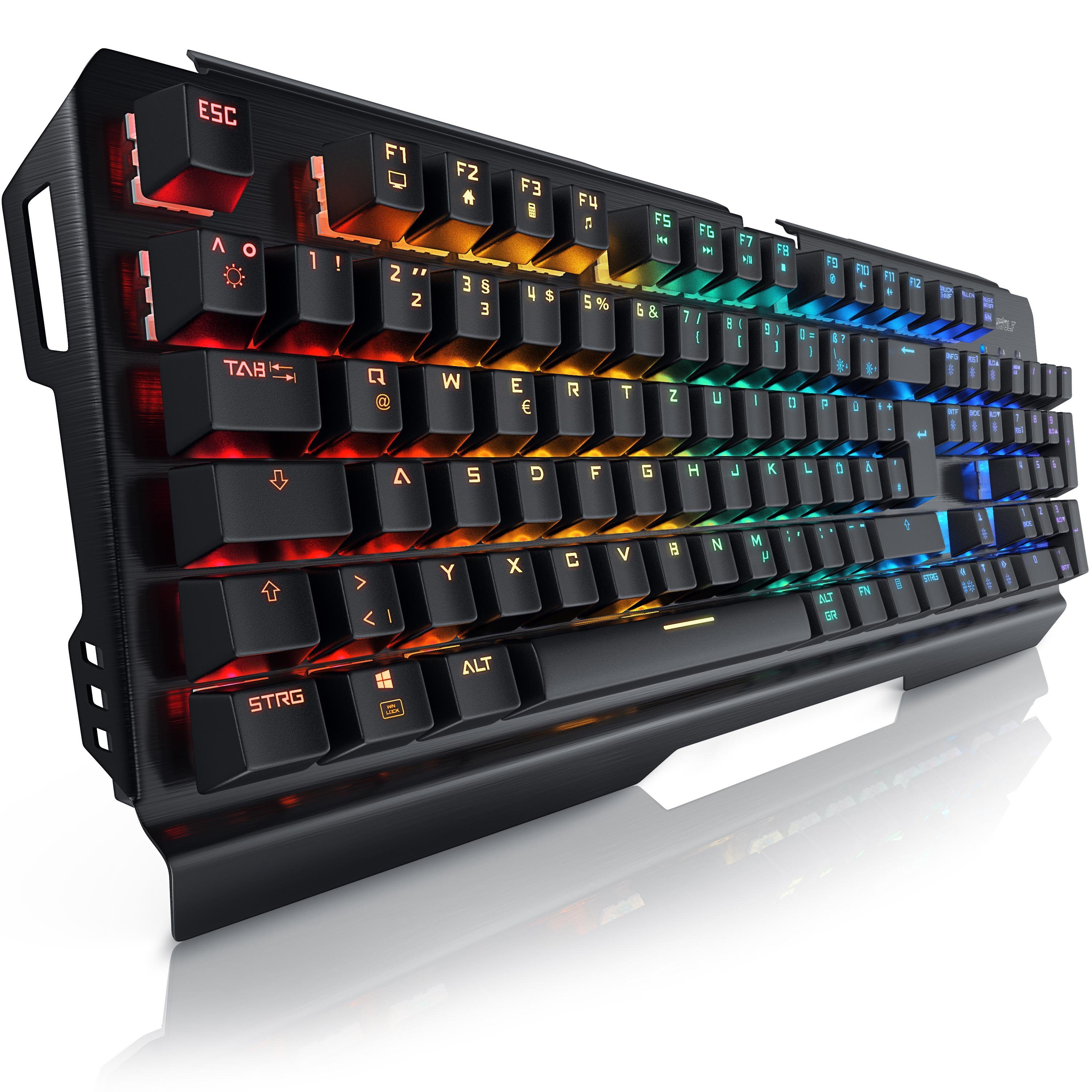 Blue, Anti-Ghosting, Kailh LED-Beleuchtung) Gaming-Tastatur Keyboard, Titanwolf (mechanisches