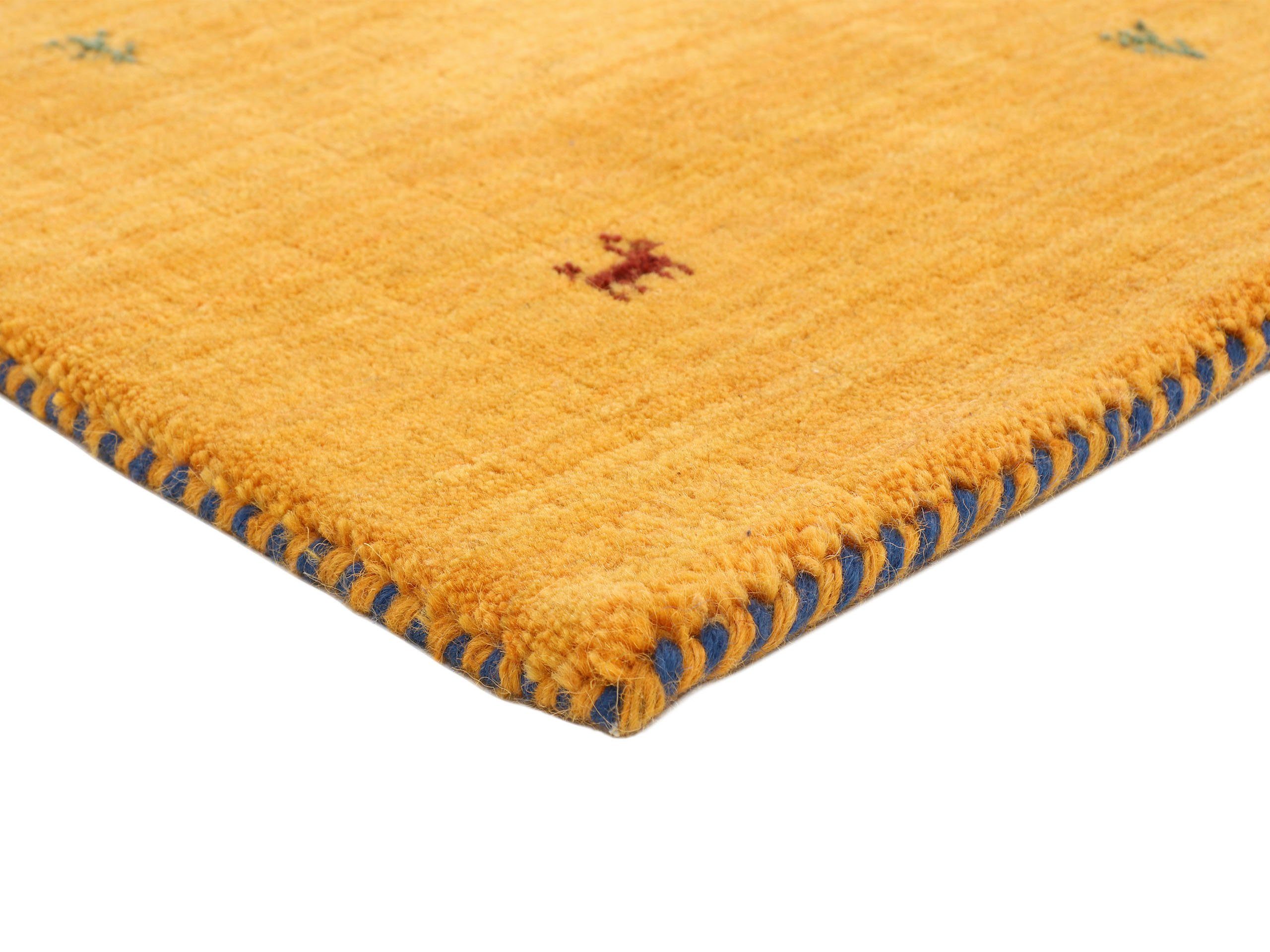 carpetfine Wollteppich Gabbeh Uni, auch als Läufer und Rund erhältlich, rechteckig, Höhe: 15 mm, reine Wolle, handgewebt, Gabbeh Loom Tiermotiv, große Farbauswahl