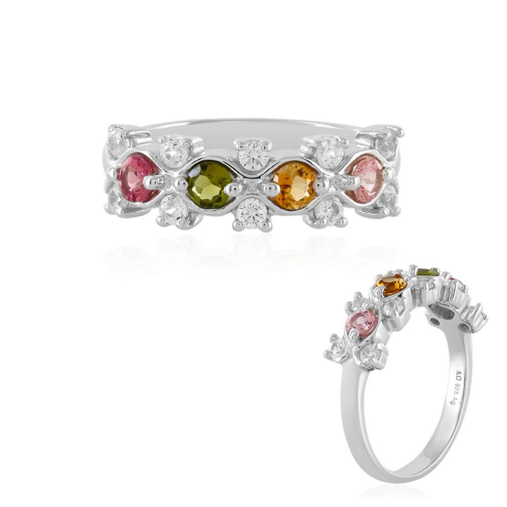 Cavill Silberring Cavill Ring aus Sterlingsilber mit 4 Multicolor-Turmalinen 0,78 ct (1-tlg)