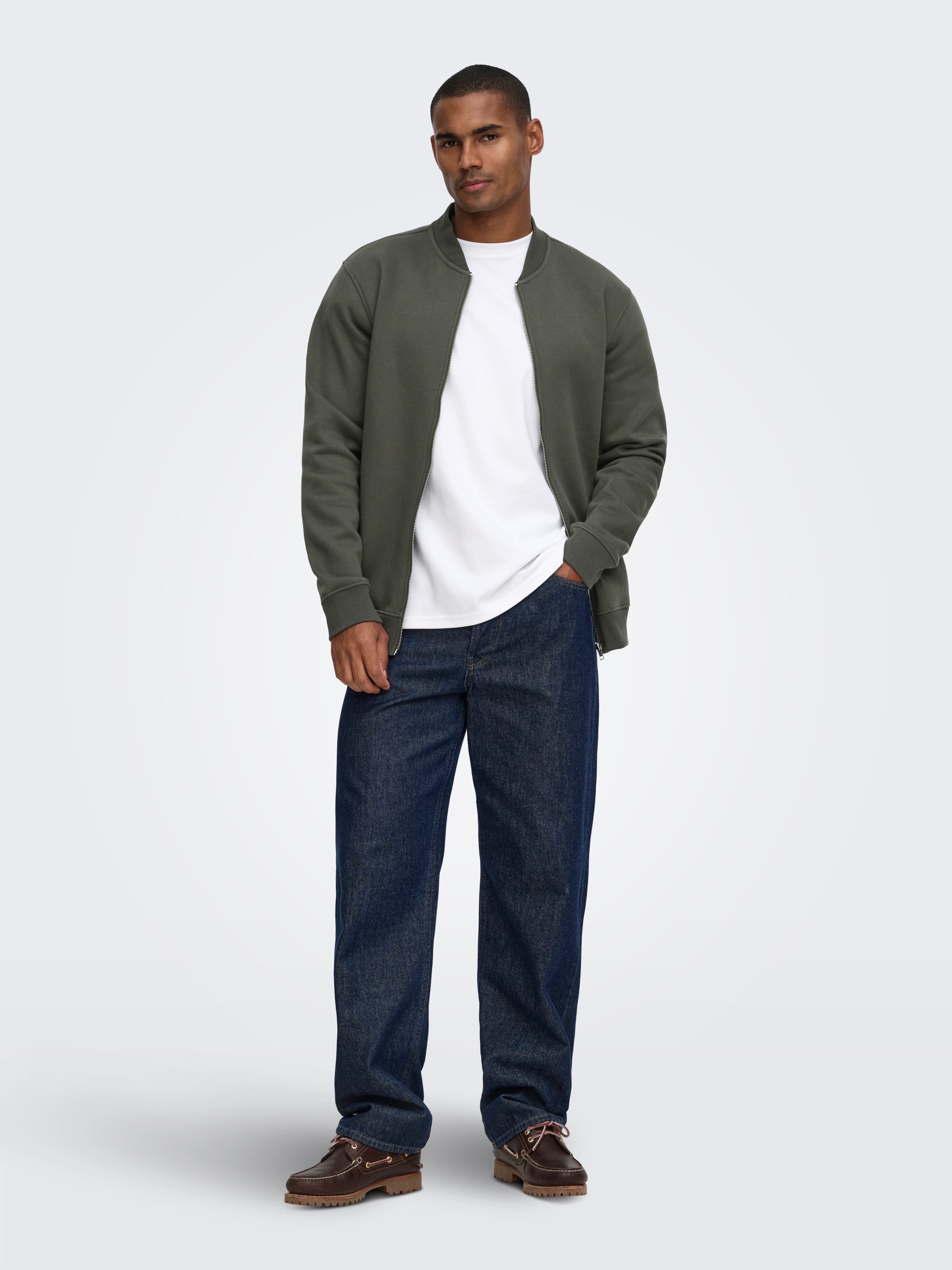 ONLY & SONS Sweatjacke ONSCERES REG ZIP BOMBER JCK NOOS Baumwollmischung, regular fit – Bild 4 von 5