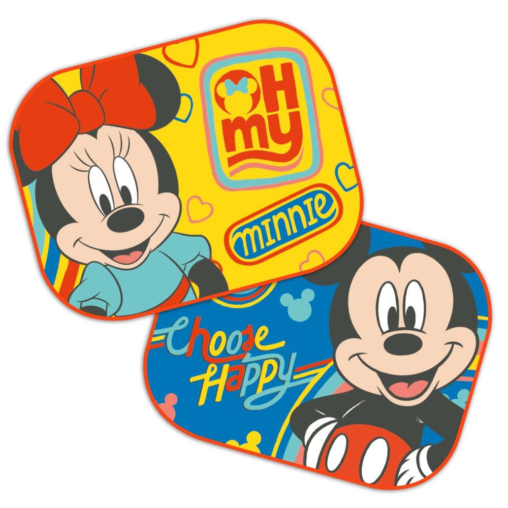 Seven Polska Autosonnenschutz MICKEY & MINNIE - Disney Sonnenschutz, Schattenspender, 2 Stück, 44 x 35 cm