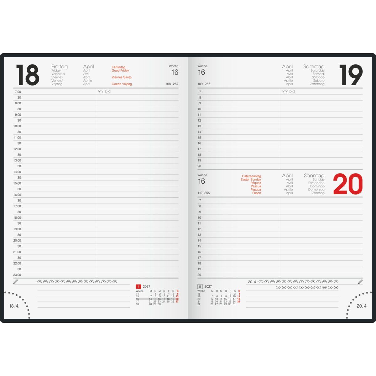 BRUNNEN Buchkalender Buchkalender 795 1 Tag/Seite 14,5x20,6cm Kunstleder-Einband dunkelblau