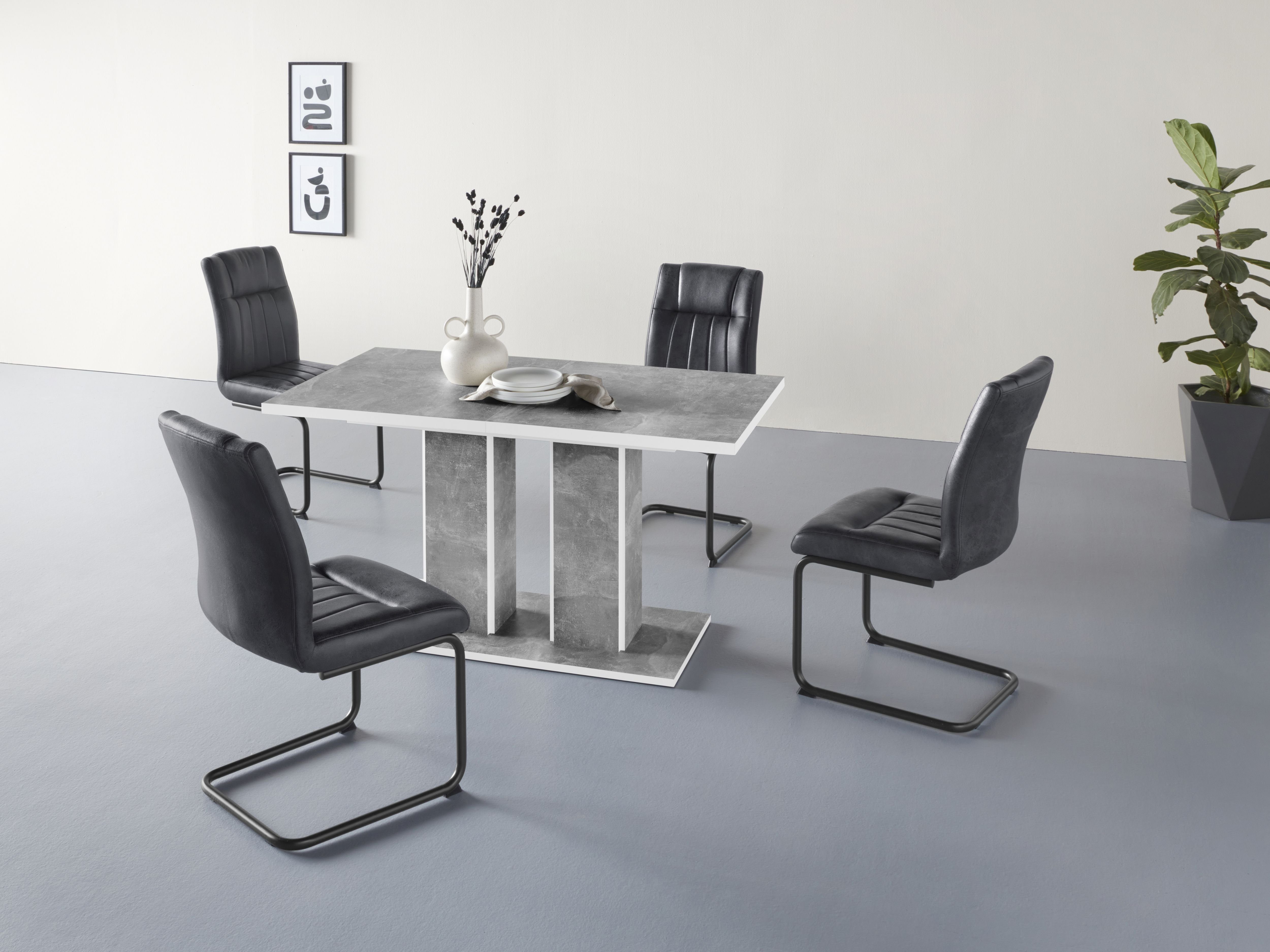 HELA Essgruppe RAMONA, 1 Tisch ausziehbar / Stühle), 4 Tischplatte (5-tlg