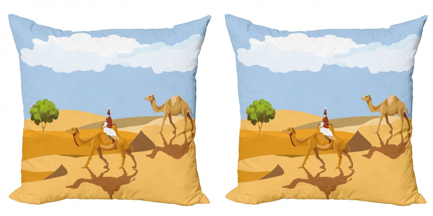 Kissenbezüge Modern Accent Doppelseitiger Digitaldruck, Abakuhaus (2 Stück), Oase Frauen-Reiten auf einem Kamel