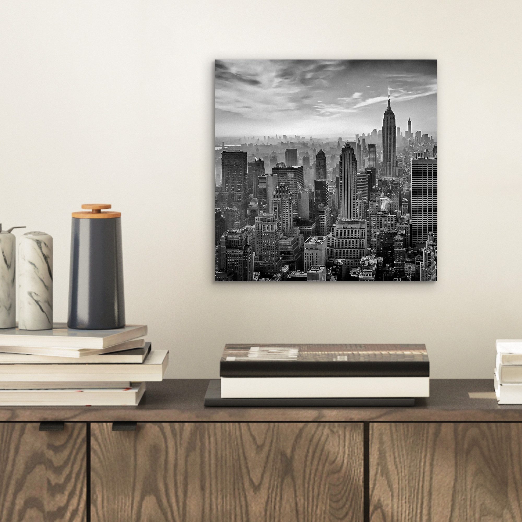 MuchoWow Metallbild Architektur - Schwarz und weiß - Stadt - Skyline - New günstig online kaufen