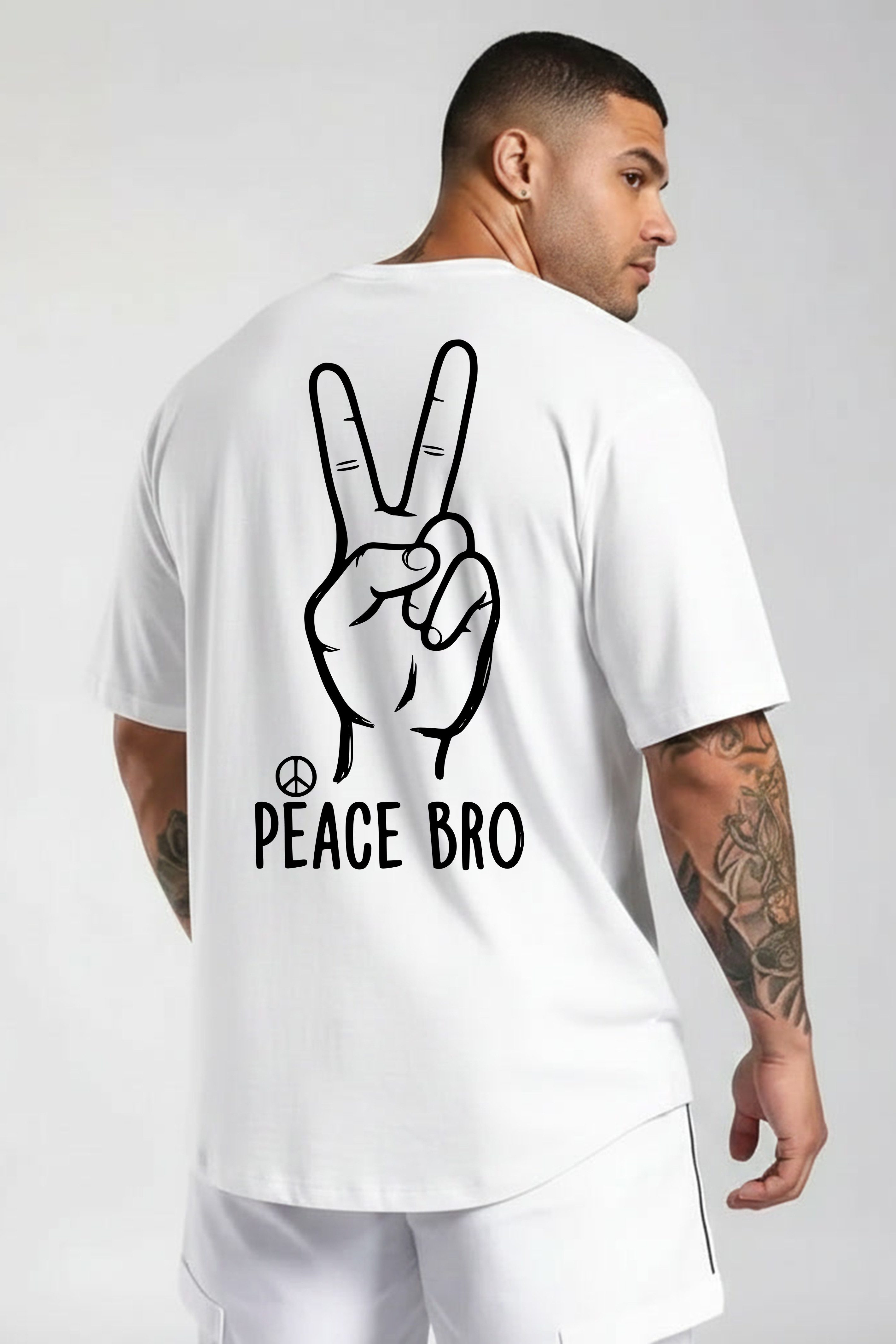 Banco T-Shirt Herren Rundhals Peace Bro Print aus 100% Baumwolle Rundhalsausschnitt mit Nackenband – formstabil & bequem