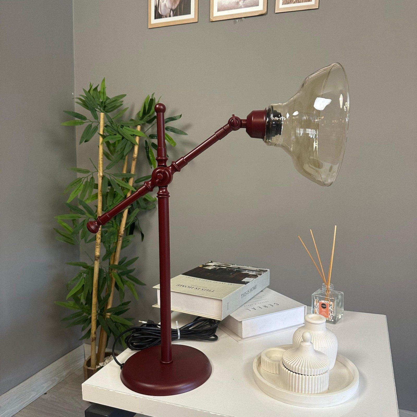 Bamyum Nachttischlampe Vishi Modern Glas Tischleute mit Kabel, ohne Leuchtmittel