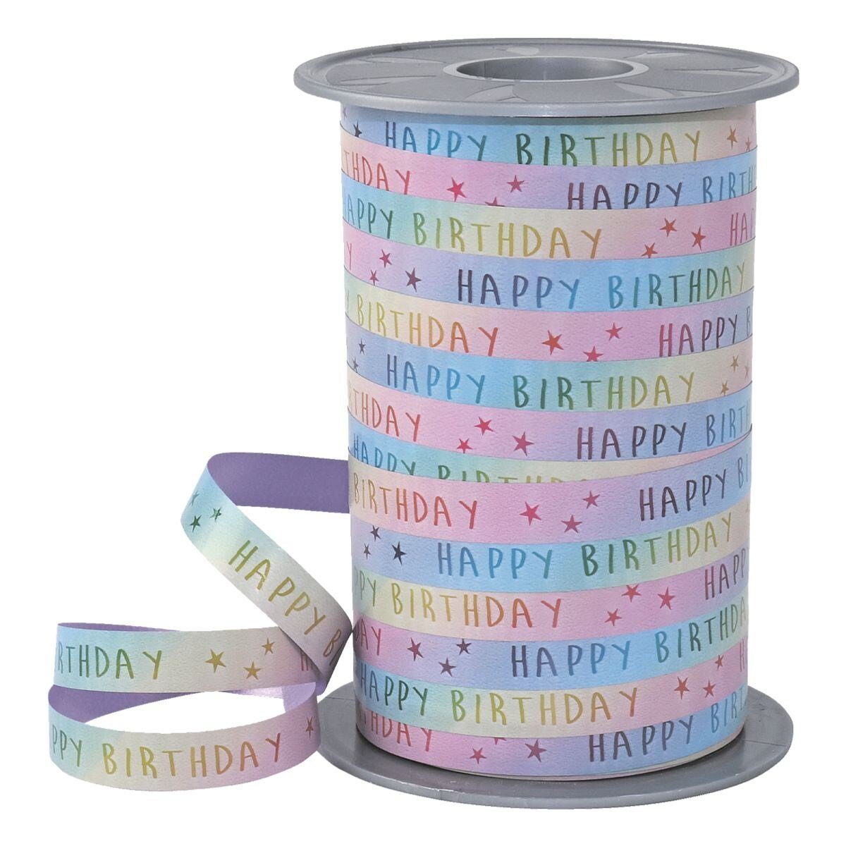 PRÄSENT Geschenkband Rainbow Birthday, 10 mm x 200 m