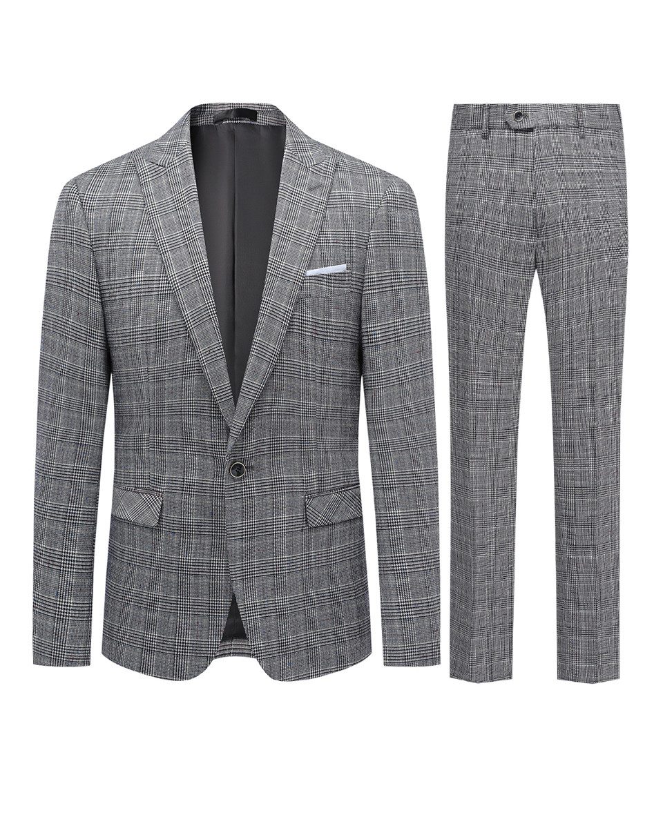 Allthemen Anzug (2 tlg) kariertes Anzug-Set Regular Fit Businessanzug im el günstig online kaufen