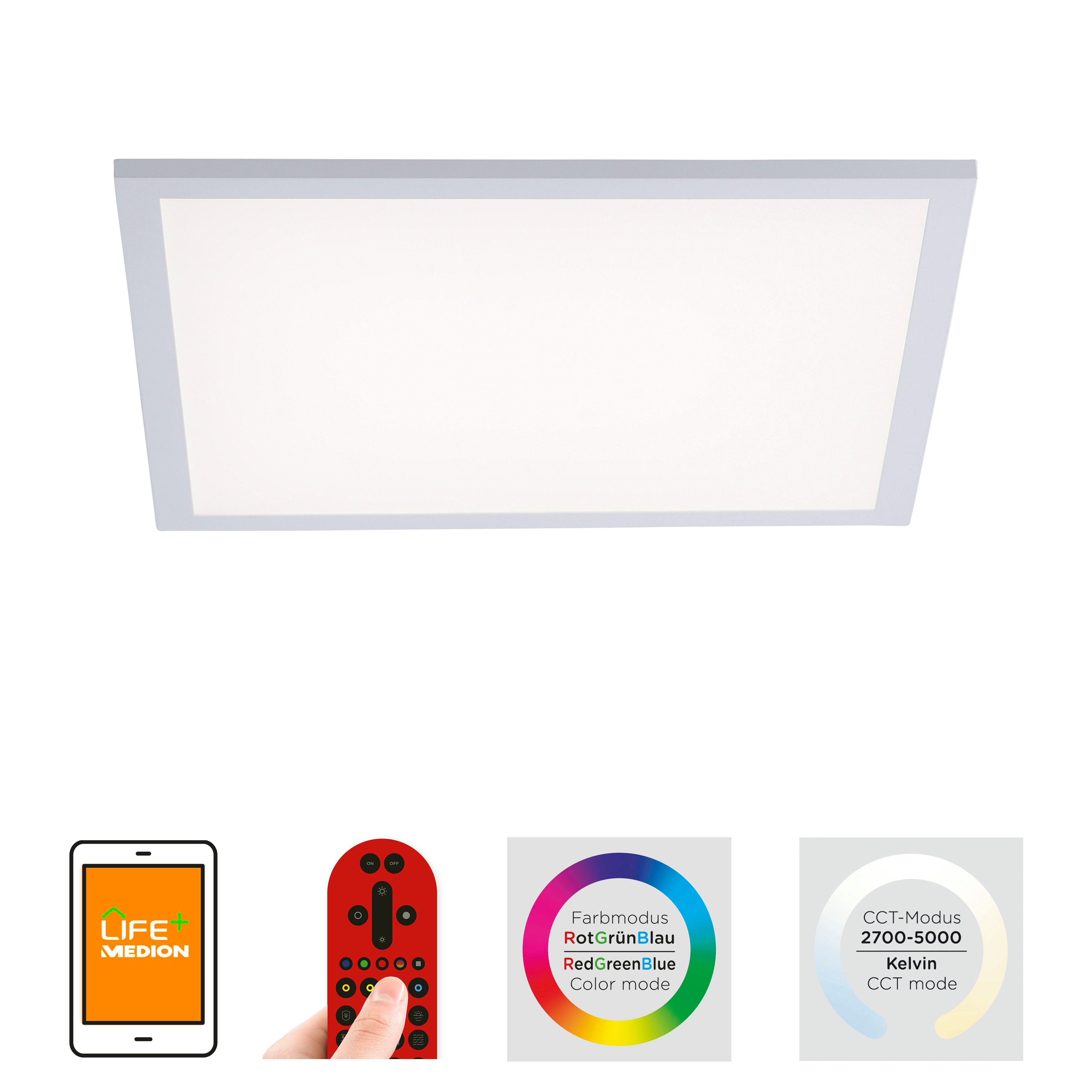 RGB+tunable integriert, warmweiß kaltweiß, Leuchten Fernbedienung, Smarthome inkl., fest Direkt white, fähig - Ls-FLAT, Deckenleuchte Infrarot LED