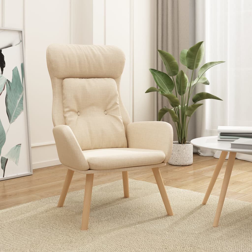 vidaXL Sessel Relaxsessel mit Armlehne gepolstert aus Polyester 70x77x94 cm creme