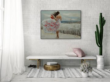 KUNSTLOFT Gemälde Umhüllender Wind 100x70 cm, Leinwandbild 100% HANDGEMALT Wandbild Wohnzimmer