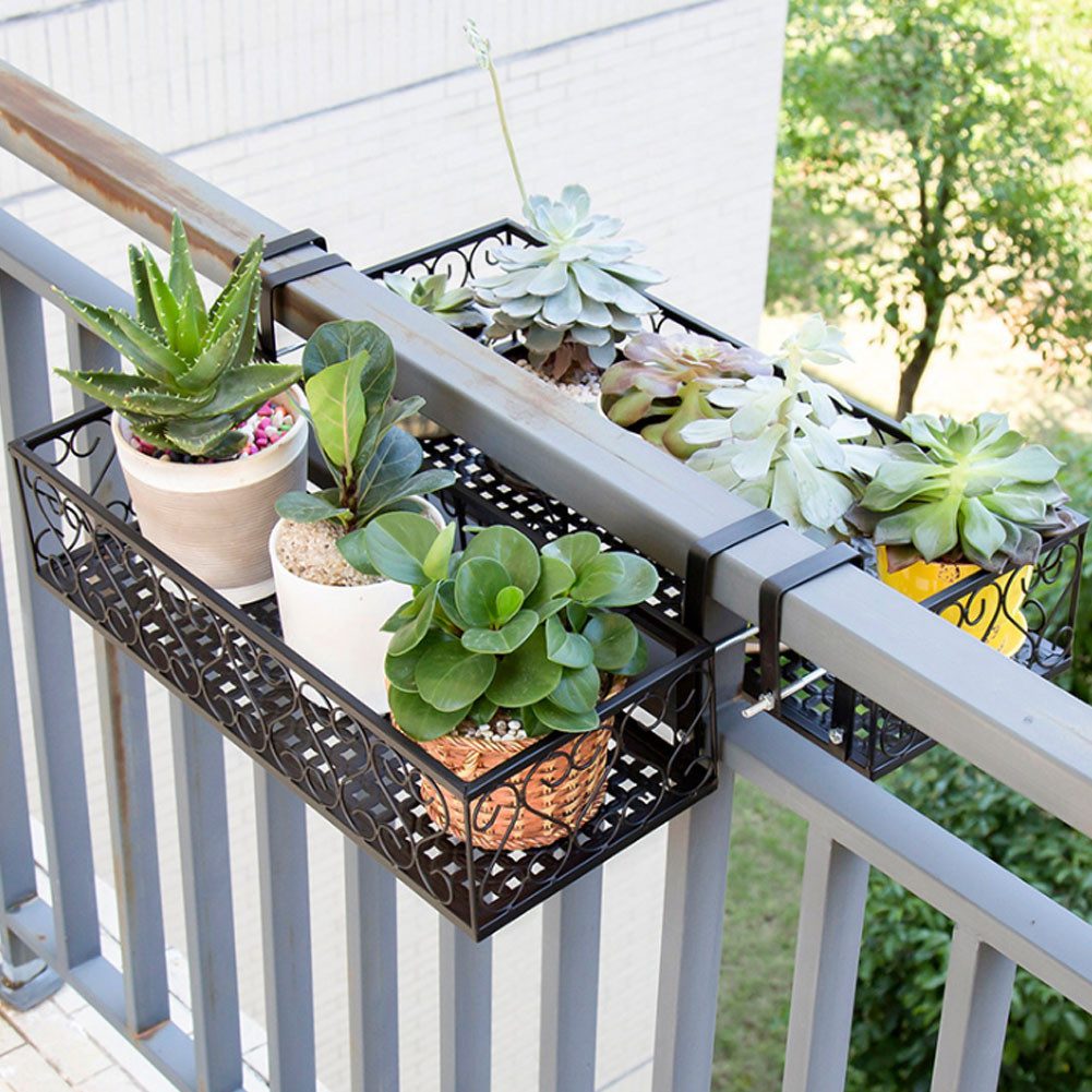 SURFOU Blumenständer Blumenständer Pflanzenständer 50x20x12cm, Geeignet für 6,5-cm-Geländer (1 St), Wohnzimmer Terrasse Fenster Garten Hof