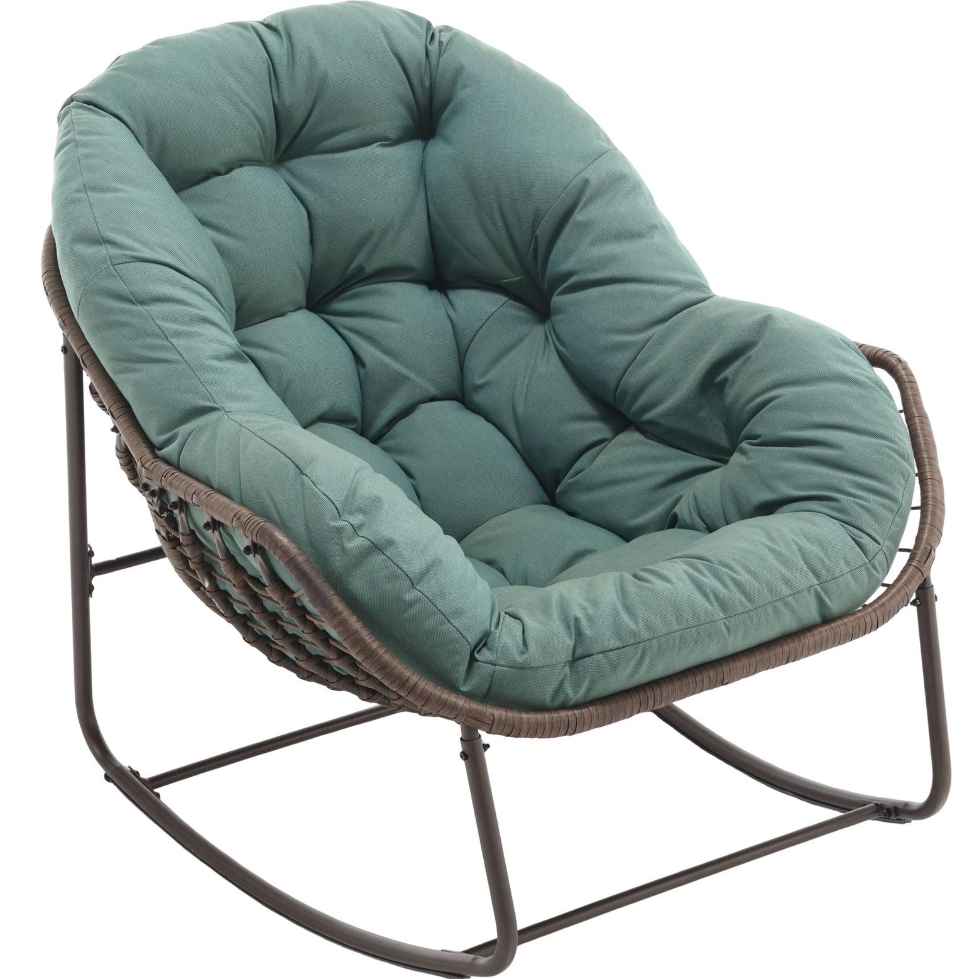 LVHOM Schaukelstuhl mit gepolstertem Kissen, Rattanstuhl mit Stahlrahmen, L günstig online kaufen