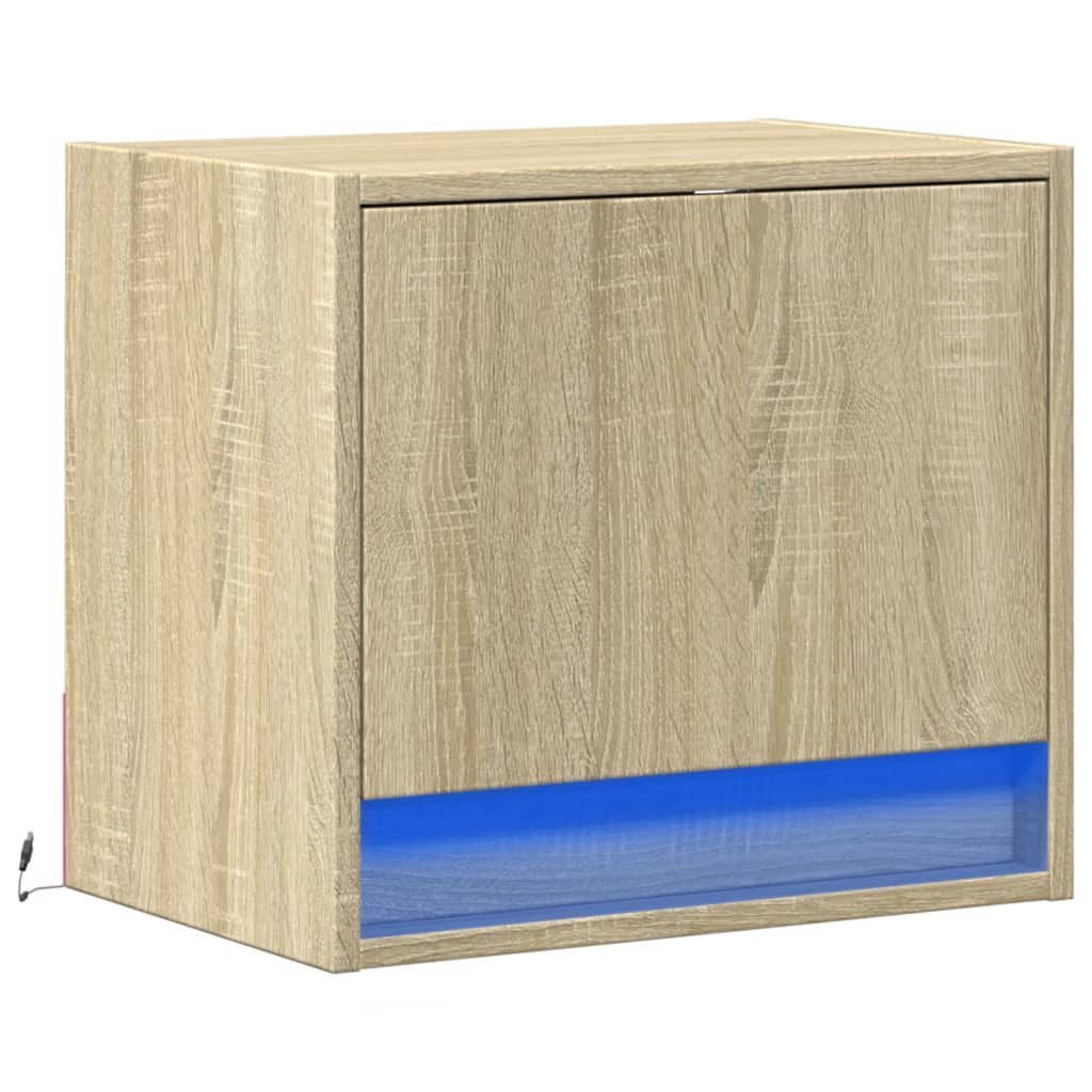 vidaXL Nachttisch Wand-Nachttisch mit LED-Leuchten Sonoma-Eiche günstig online kaufen