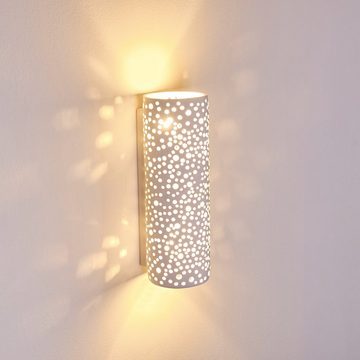 hofstein Wandleuchte »Destro« Wandlampe aus Keramik weiß, ohne Leuchtmittel, für Flur/Wohnzimmer/Schlafzimmer, mit handelsüblichen Farben bemalbar