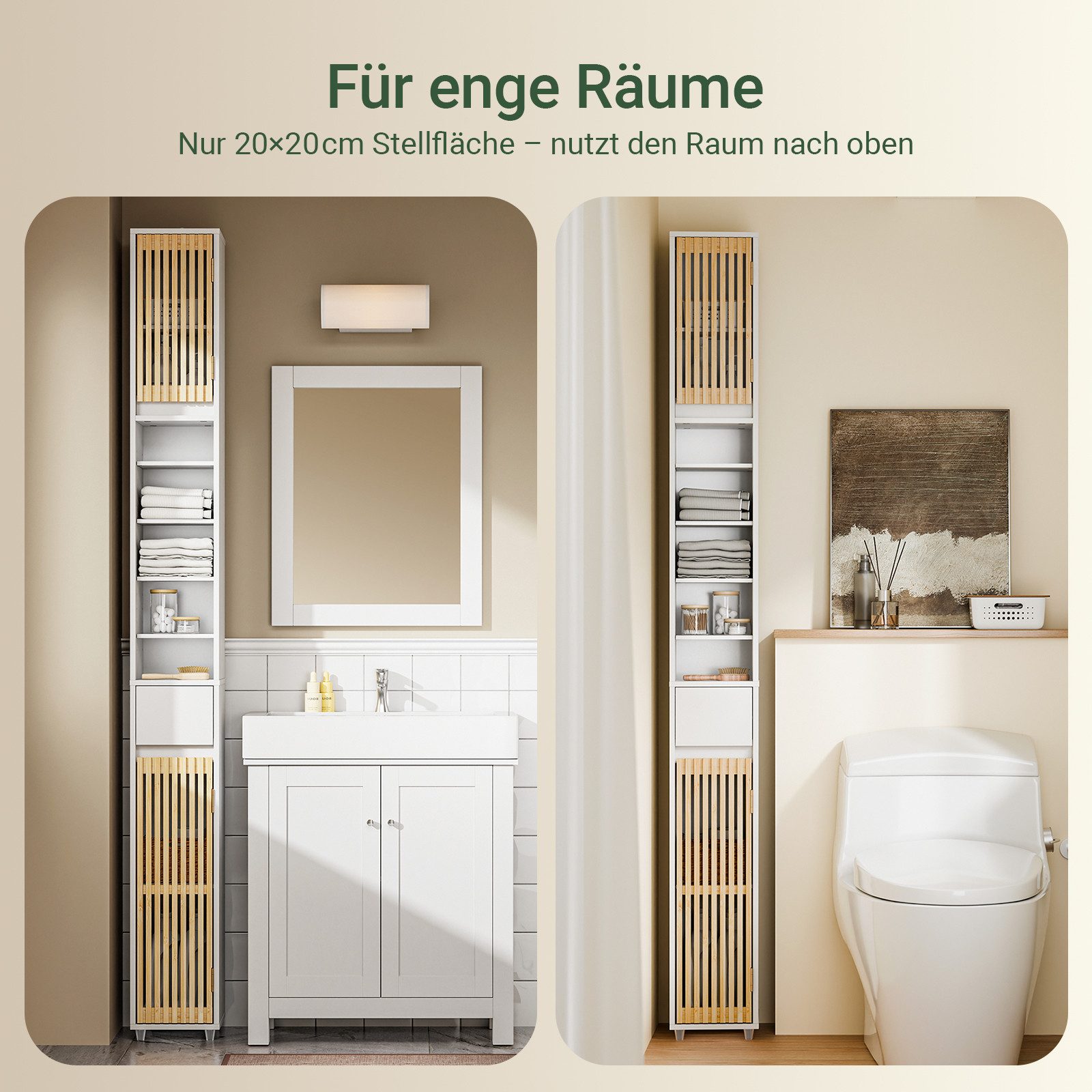 SoBuy Hochschrank BZR34, Badschrank schmal, Badezimmermöbel, günstig online kaufen