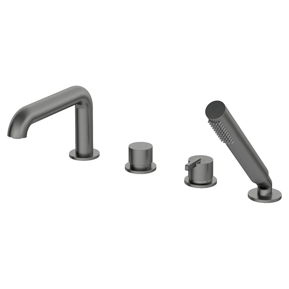 Lomadox Wannenarmatur SILIA-30 4-Loch-Armatur mit Brausegarnitur, titaniumfarben