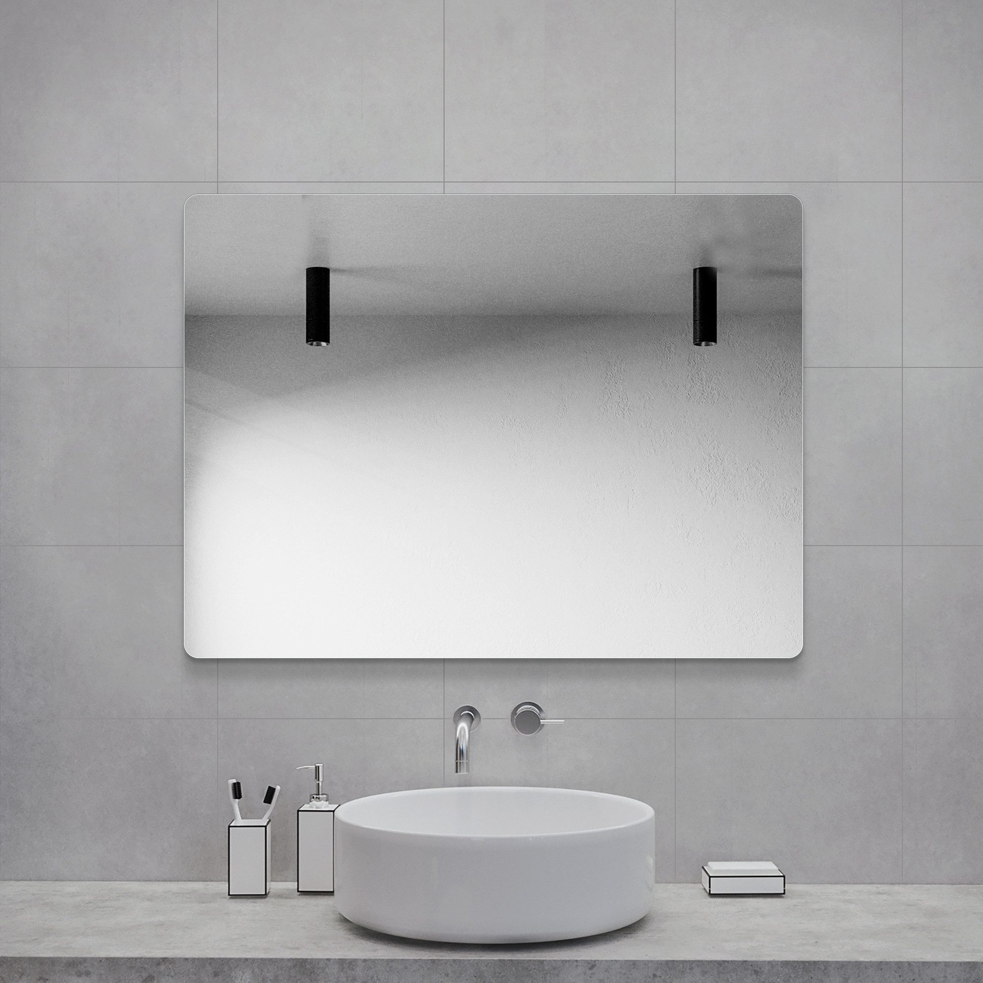 MODFU Spiegel Dekospiegel Wandspiegel Schminkspiegel (Rahmelloser Wandspiegel – Vertikale oder Horizontale Aufhängung, Dekorativer Spiegel mit Bruchsicherer Folie, 1-St., 80*60cm)