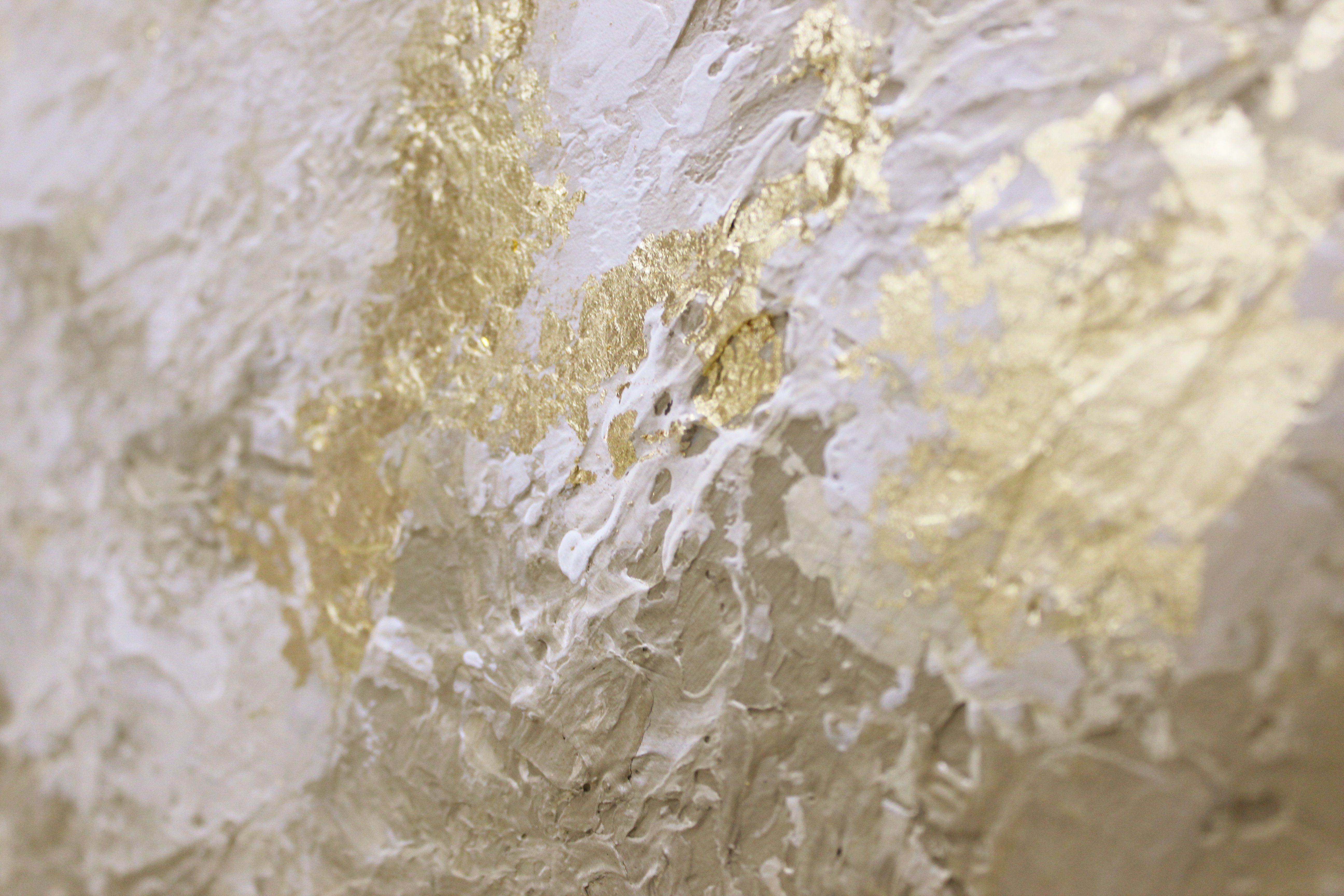 YS-Art Gemälde Glänzendes Gold, Abstraktion, Schattenfugenrahmen Handgemalt Ohne Leinwand Gelbe Abstrakt Bild Gold Beige