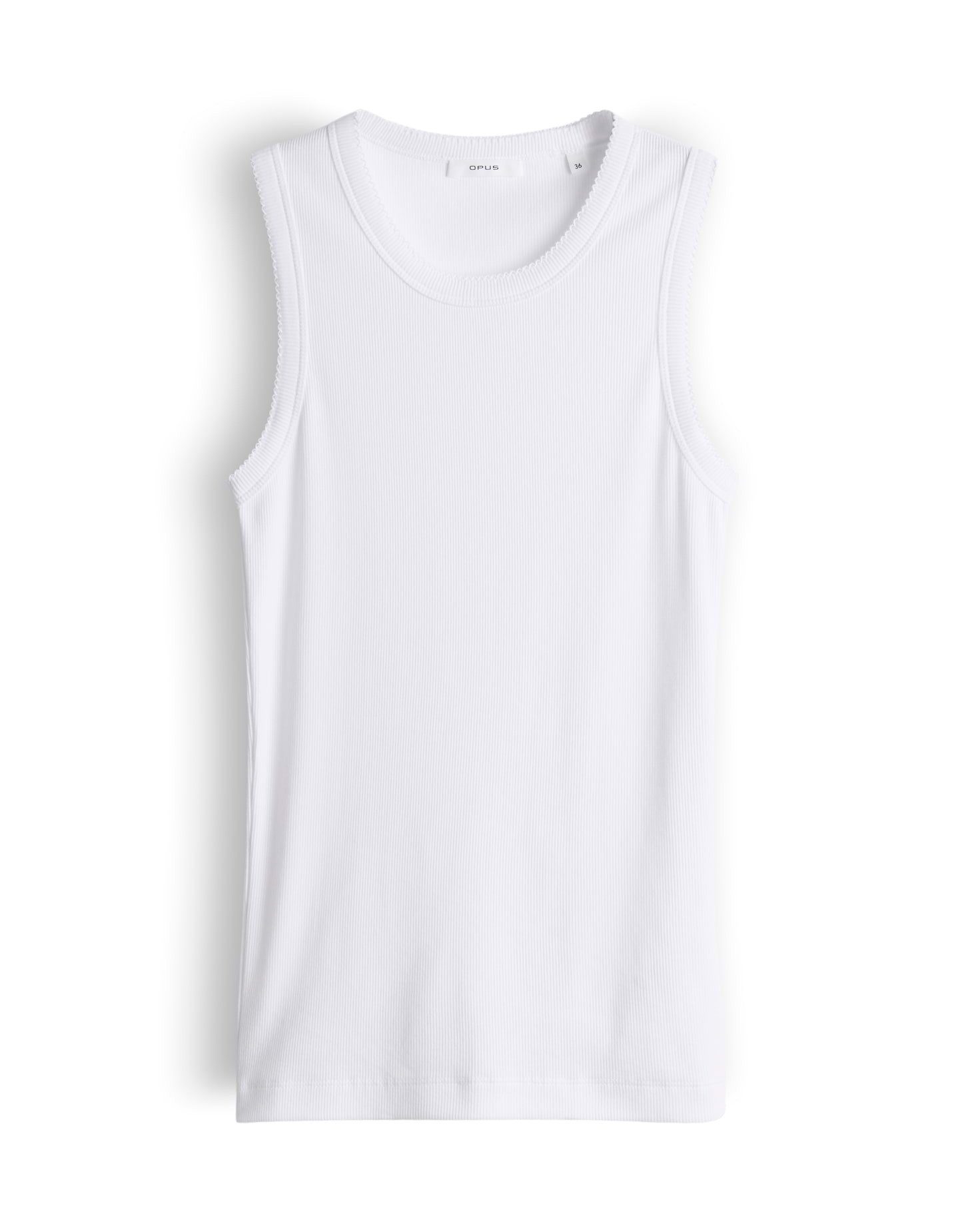 OPUS Tanktop Tanktop mit femininer Spitzenborte Schmale Passform, bogenförmige Spitzenborte als Detail
