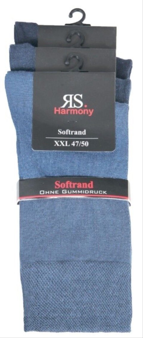 RS Harmony Businesssocken Baumwolle Herren Übergröße 47-54 jeans mit Softrand o. Gummi Jeanstöne (6 Paar)