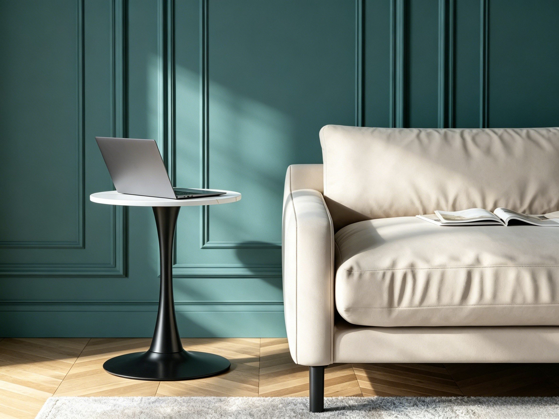 WILLIAMSPACE Beistelltisch WIRE SIDE TABLE – Ø60cm, Marmoroptik, Metallfuß, rund, Konische Beine,runden,Platz sparen,luxuriös