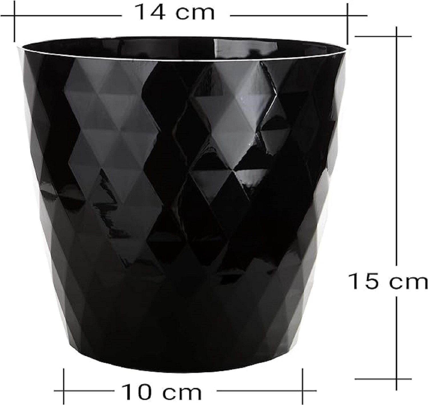 Thumbnail - 2friends Blumentopf Elegante Blumenkübel mit Abzugsloch (3er Set 15x14x10 cm), Übertopf schwarz
