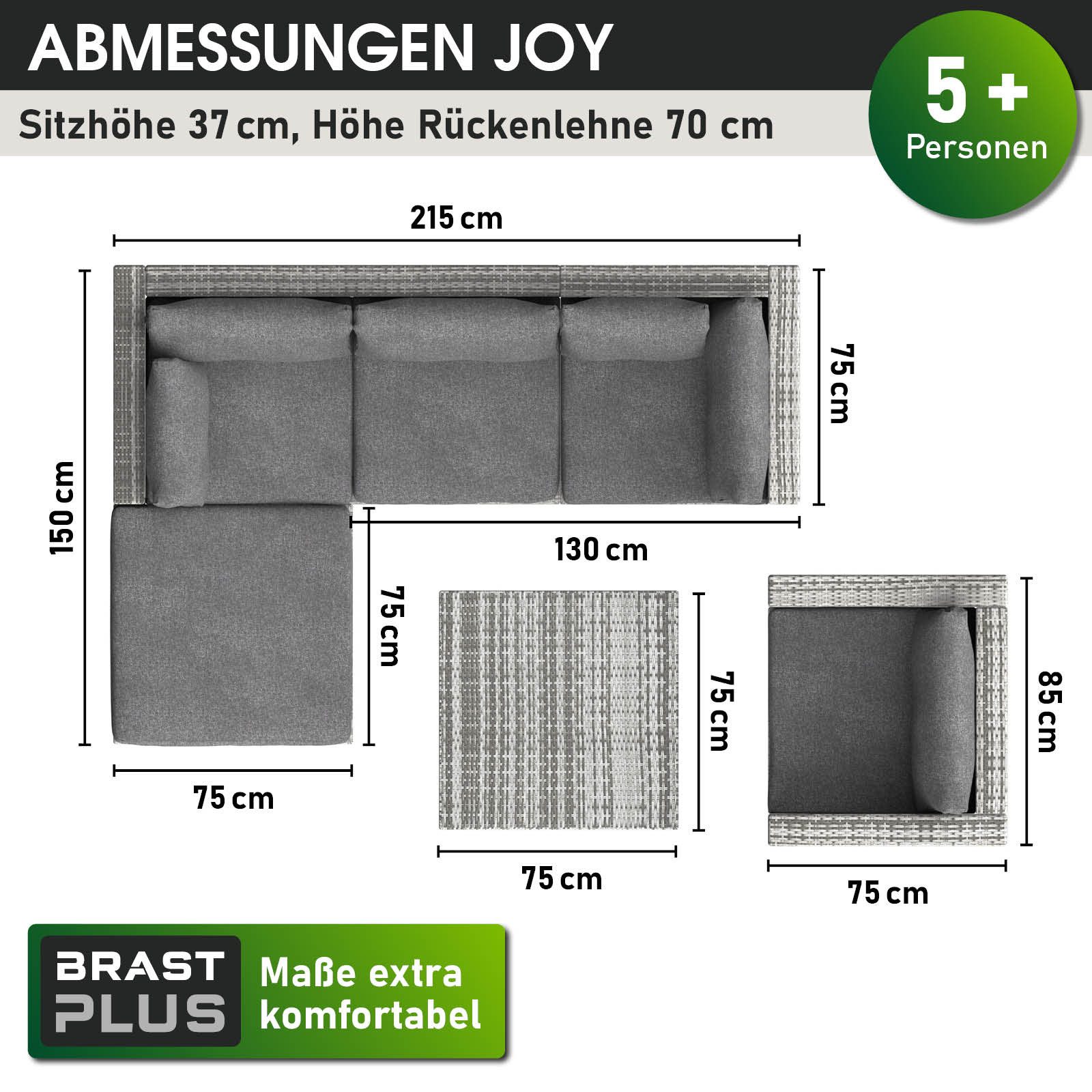 BRAST Gartenlounge-Set Joy für 5 Personen inkl. extra Dicke Kissen, Outdoor Loungemöbel Sitzgruppe Essgruppe Garnitur