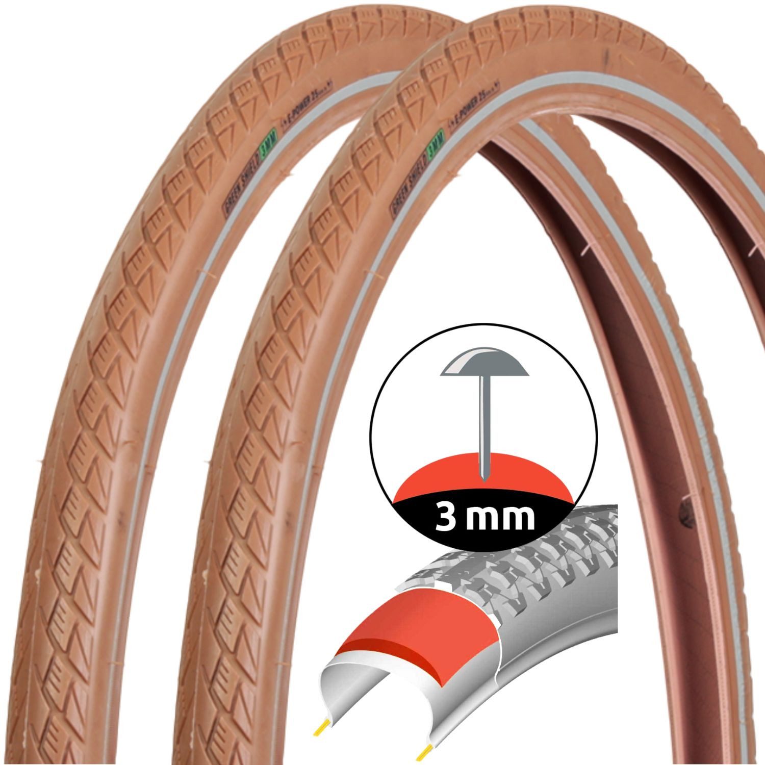 Filmer Fahrradreifen 2x Fahrrad-Reifen 28 x 1,5 Zoll ETRTO 40-622 Braun, (Set, 2-tlg., 2x Шины), 28" Universal Fahrradreifen Fahrrad-Mantel Fahrrad-Decke Retro-Design