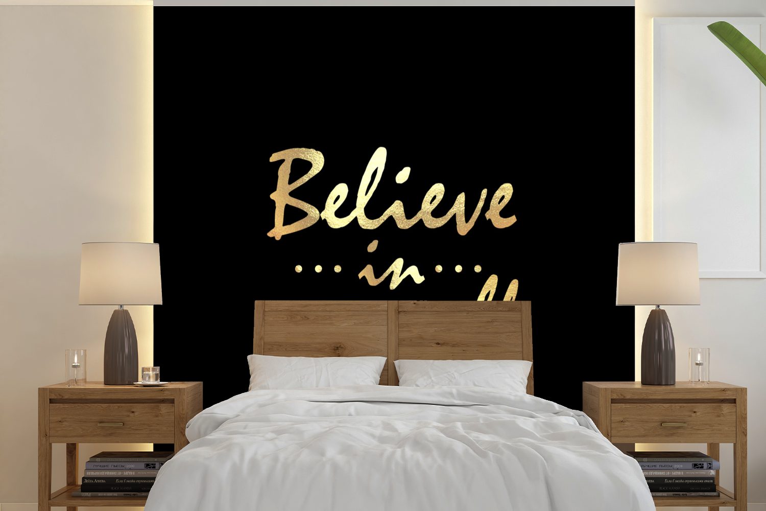 Matt, MuchoWow (5 Tapete Selbstbewusst Zitat St), Fototapete - Vinyl Wohnzimmer Gold, bedruckt, Wandtapete für Schlafzimmer, oder -