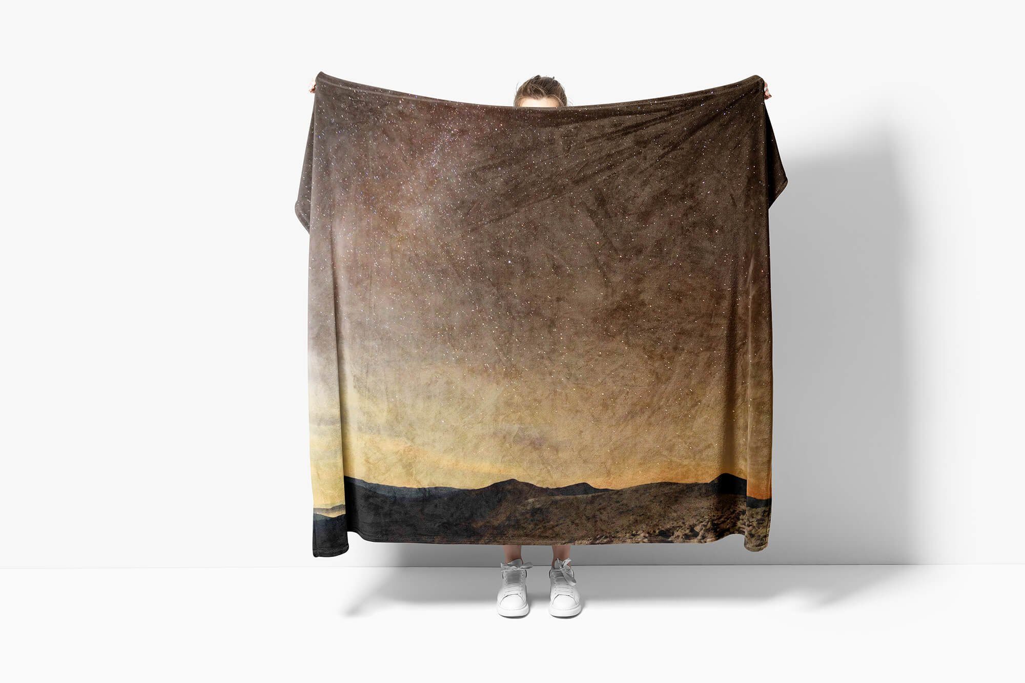 Baumwolle-Polyester-Mix (1-St), Handtuch Handtücher Nachthimmel mit Saunatuch Berge Handtuch Fotomotiv Sterne, Art Kuscheldecke Sinus Strandhandtuch