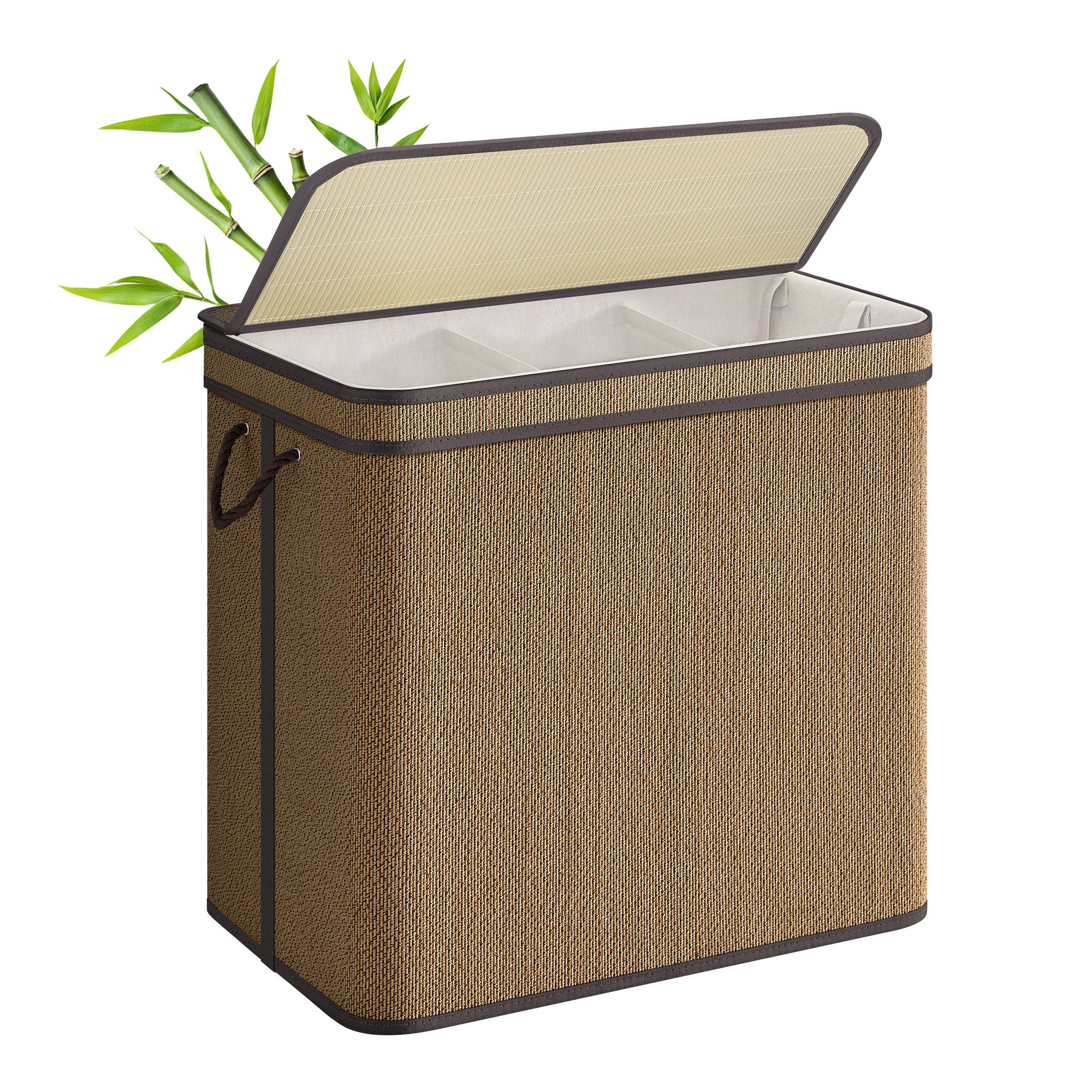 SONGMICS Wäschekorb, 3 Fächer,170 Liter,maschinenwaschbarer Wäschesack, bra günstig online kaufen