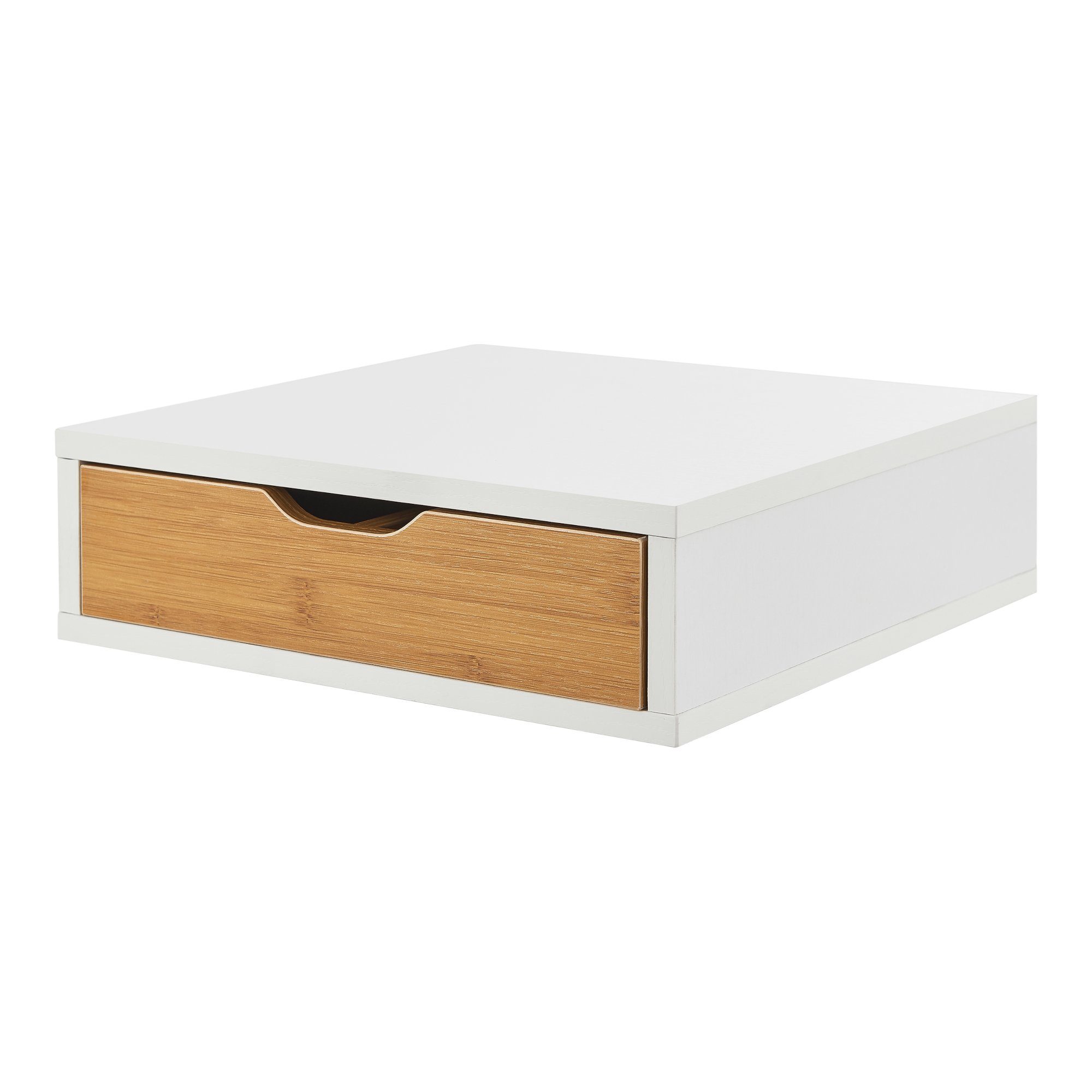 Weiß/Bambusoptik »Vieremä« 9x30x31cm en.casa Schreibtisch Organizer Schubladenbox,