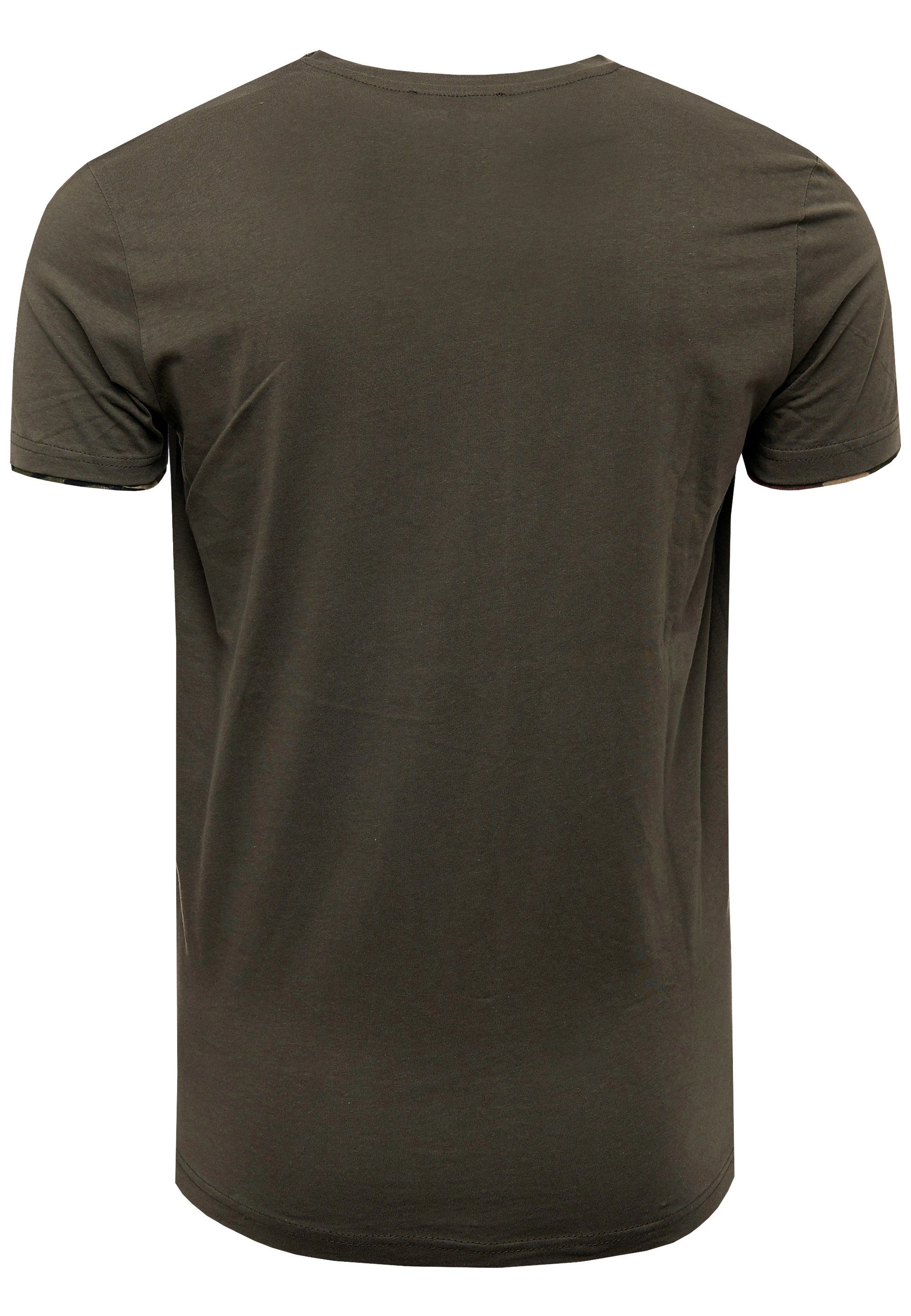 Rusty khaki im trendigen T-Shirt Neal 2-in-1-Design
