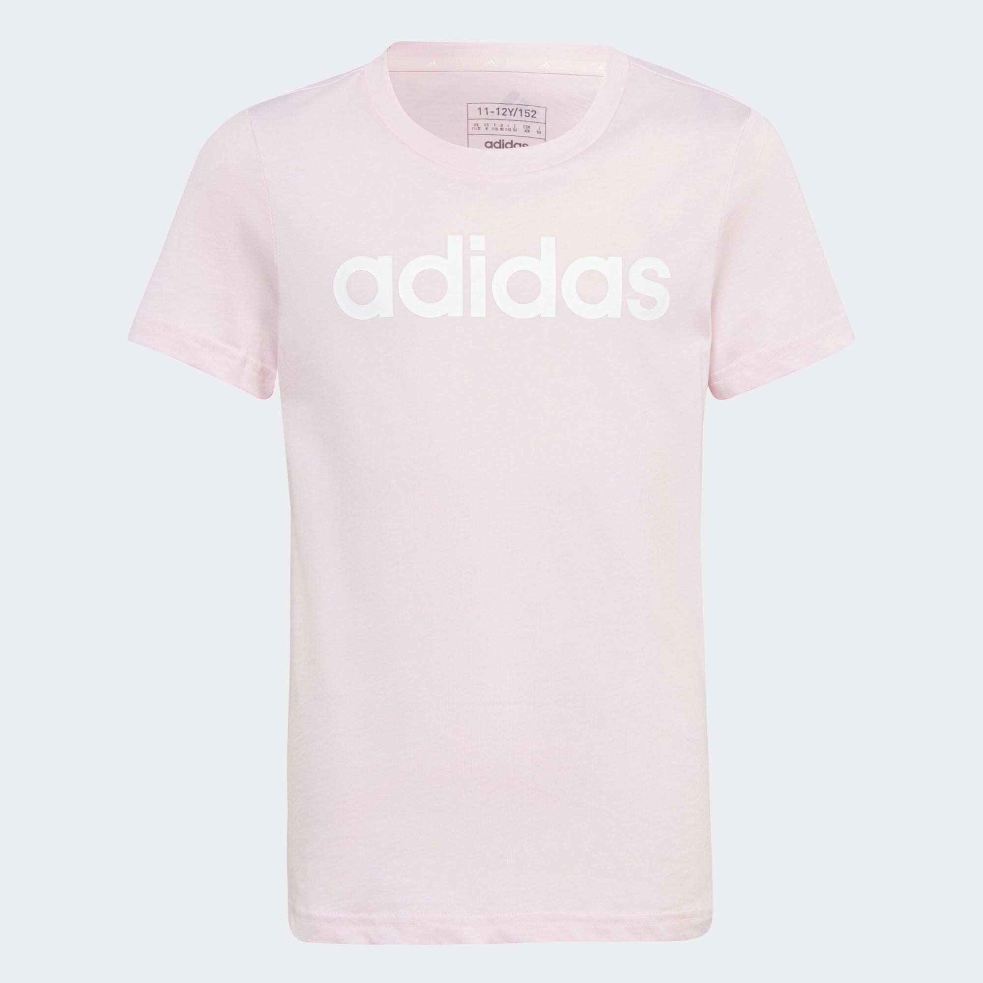 adidas Sportswear T-Shirt LINEAR Pink White T-SHIRT Clear SLIM LOGO / COTTON ESSENTIALS FIT