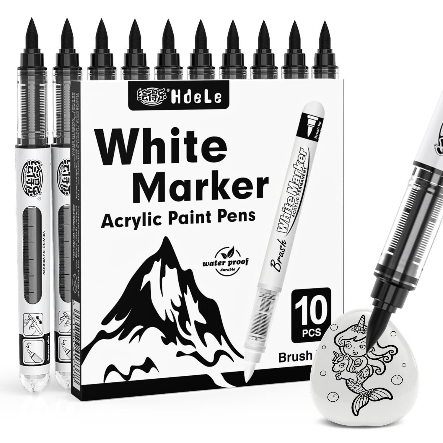 LuxusKollektion Lackmarker Acryl Marker Schwarz 10er Set Pinselspitze
